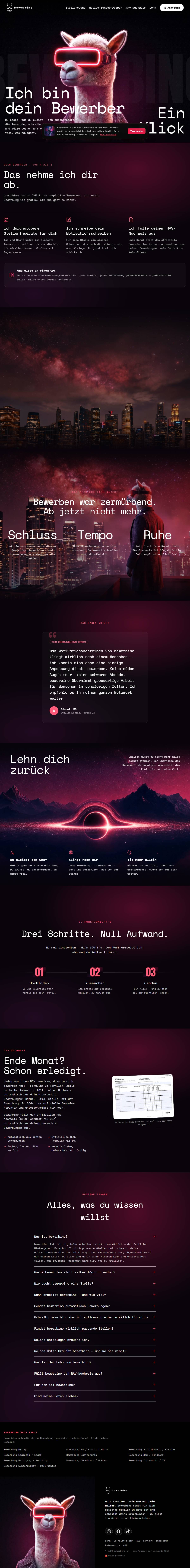 bewerbino.ch, the live platform in full length